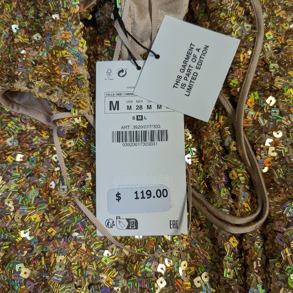 ZARA $119 LIMITED EDITION GOLD SEQUIN SLIP DRESS S,M,L NWT - Picture 11 of 11